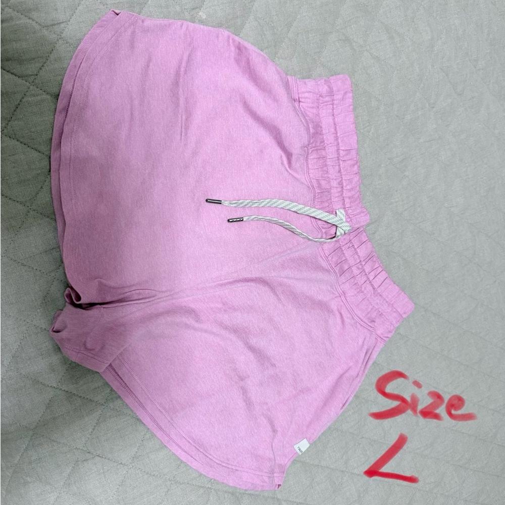 Vuori Pink Athletic Shorts with White Drawstring